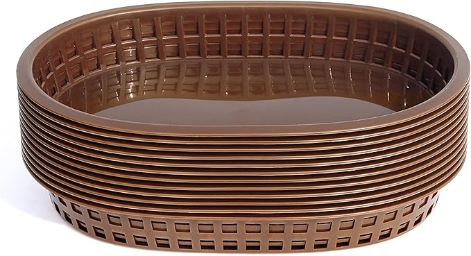 New Star Foodservice 44003 Fast Food Baskets, 10.5 x 7 Inch, Set of 12, Brown
