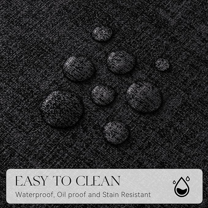 MOSAYT Placemats Set of 4, Heat Resistant Vinyl Place Mats with Coasters, 100% Waterproof Wipeable Washable Faux Leather Table Mats for Kitchen Dining Party Indoor Outdoor, 12" x 17", Black