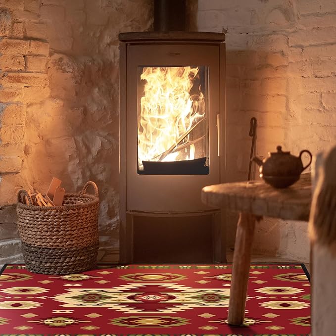 Demissle Cabin Fireplace Hearth Rug Fireplace Mats Cabin Southwestern Fireproof Rug Fire Resistant Mat for Wood Stove Floor for Kitchen Indoor Outdoor(24 x 59 Inch,Antique)