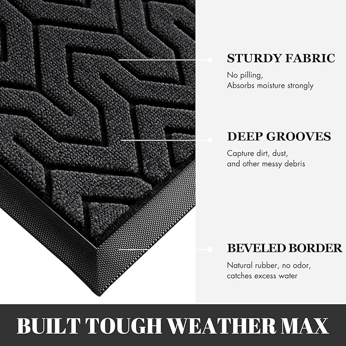 Yimobra 72x24 Indoor Outdoor Runner Rug, Heavy-Duty Entrance Mat for High Traffic Areas, Commercial Grade Welcome Door Mat, Easy Clean Black