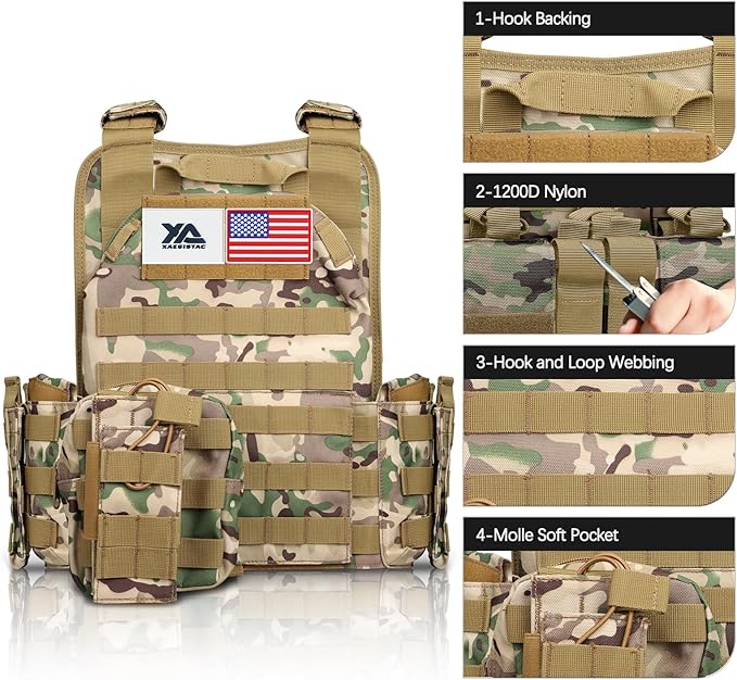 xaegistac Tactical Vest -Adjustable Modular Design for Outdoor, Hunting, and Security