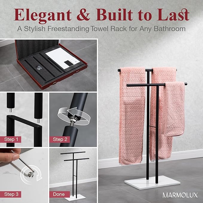Towel Stand – Freestanding Towel Rack for Bedroom & Bathroom, Heavy-Duty Towel Drying Rack with Sturdy Base, Stylish Modern Free Standing for Spa & Home 1.6'x2.7'x0.7'