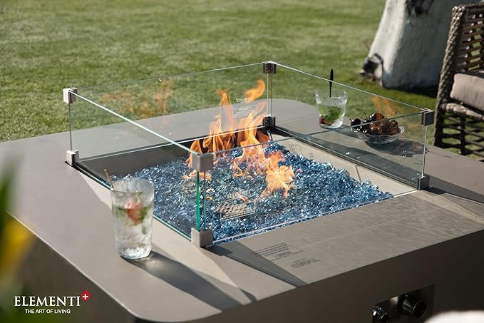All Fire Table Pit Wind Screens and Stainless Steel Buner Lid from Eelemeti | Eelemeti Plus and Modeno (Wind Screens, Square 23.6" WS - 020)