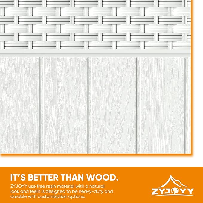ZYJOYY 33 Gallon Resin Deck Box, Weatherproof Outdoor Storage Box for Patio, Garden and Yard, Lockable Waterproof Bin for Tools, Cushions, and Accessories, White