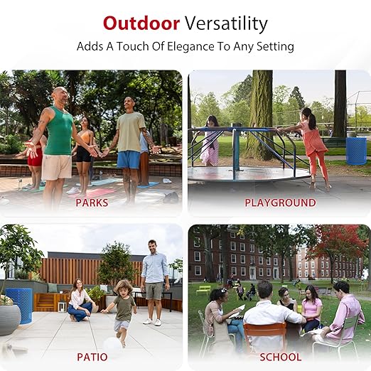Leisure Craft Heavy-Duty 32 Gallon Receptacle, Portable, Liner Included, Made with Heavy-Gauge Metal and a Durable Thermoplastic Coating, Commercial Outdoor Park Receptacle, Made in The USA