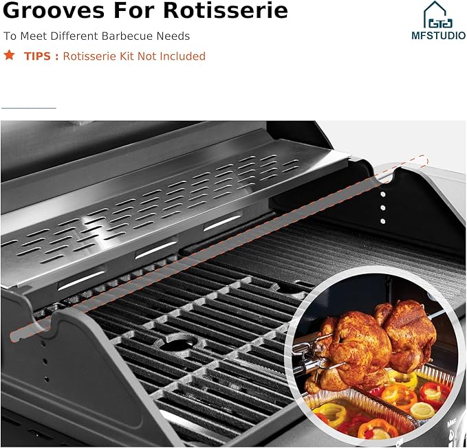 MFSTUDIO 4 Burners Propane Gas Grill and Griddle Combo with Side Burner, 2 in 1 Griddle Grill and Porcelain-Enameled Cast Iron Grates, 46,700 BTU Outdoor Cooking Barbecue Grill, Black