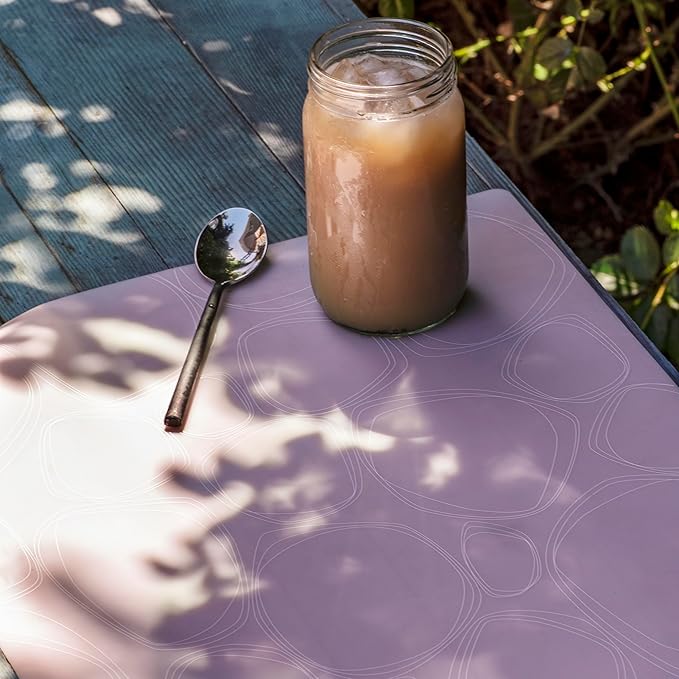 modern-twist 14 x 16 Silicone Placemat, BPA, PVC-Free Table Mat, Dishwasher Safe, Pebbles Print in Blush, Pack of 1
