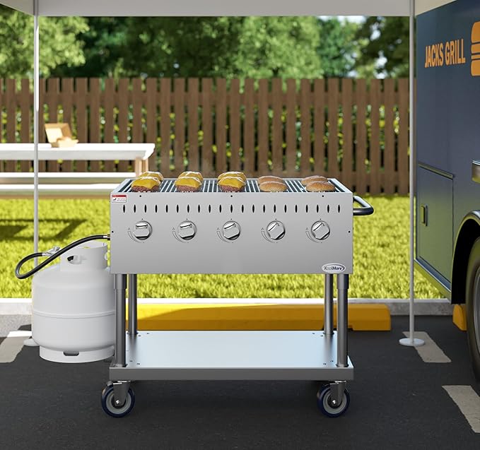 KoolMore 36 in. Commercial 5-Burner Mobile Outdoor Propane Grill in Stainless Steel (KM-CGM-36)