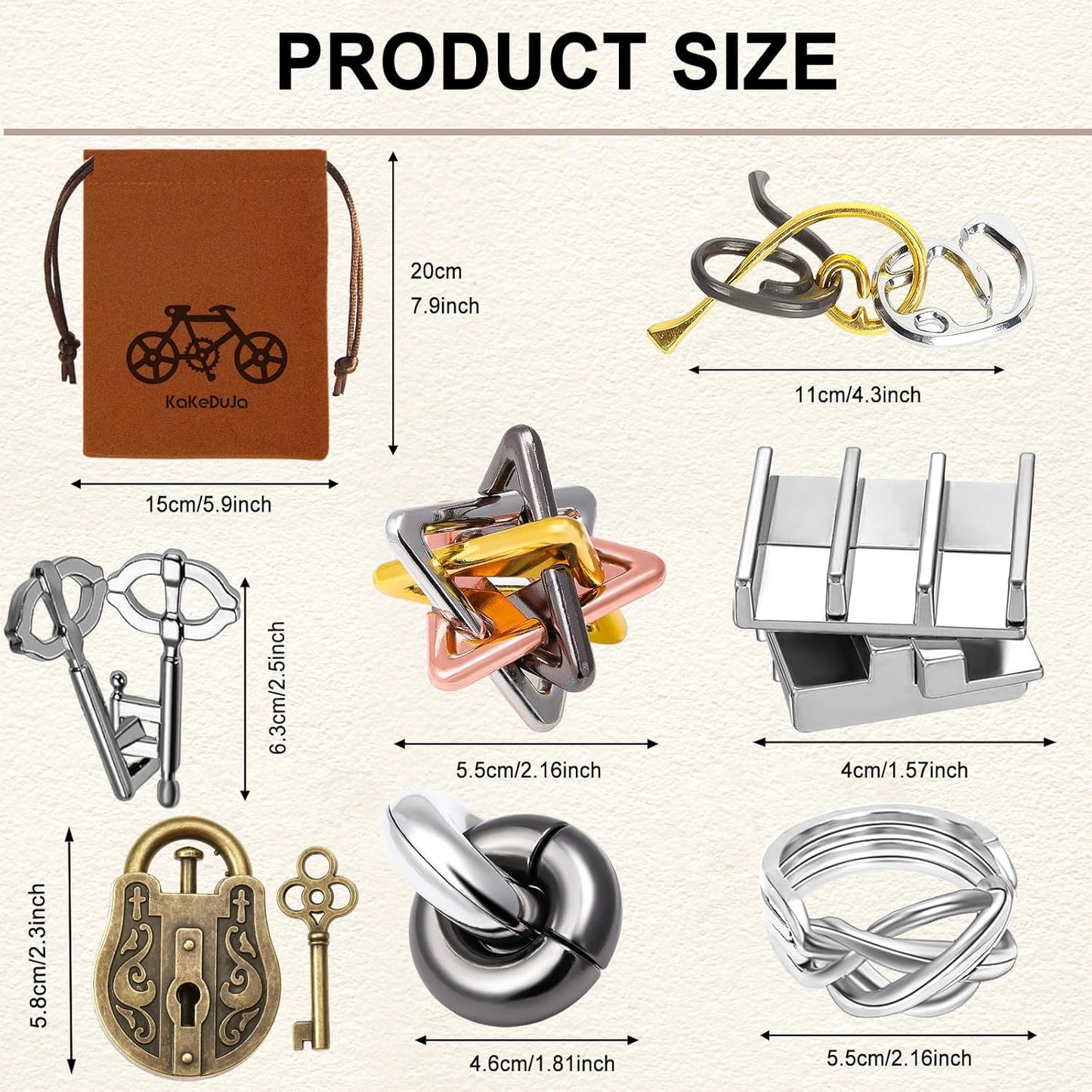 9pcs Metal Puzzle for Adult Disentanglement Puzzles Lock Puzzle Games Set Gift for Adults Teenagers