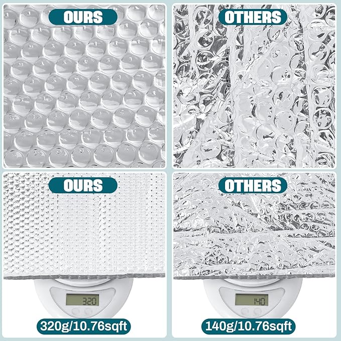 2 Pack Electric Smoker Insulation Blankets with Hook and Loop Tape 63 x 25 Inch Silver Thick Aluminum Foil Bubble Insulation Film Layer for Big and Little Chief Smokers Keep Heat