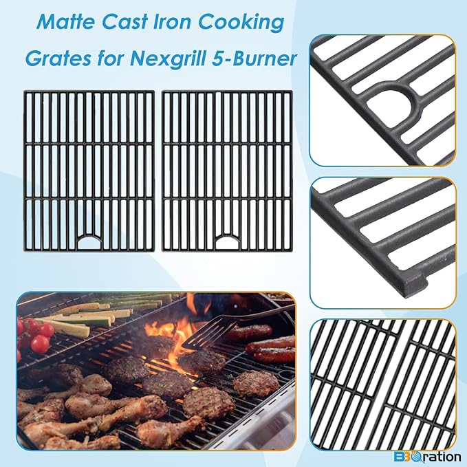 Replacement Parts Kit for Nexgrill 5-Burner 720-0888 720-0888N 720-0888A, 4-Burner 720-0830H 720-0830, Cooking Grate, Grill Heat Shield and Burner Kit for Nexgrill Replacement Parts