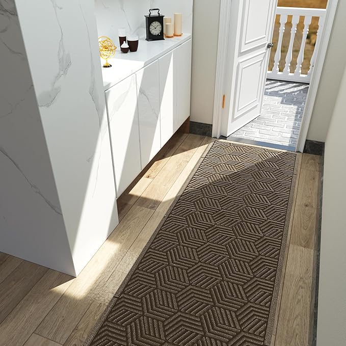 Yimobra Outdoor Indoor Runner Mat 72x24, All-Season Waterproof Entrance Mat for Front Door with Drainage Holes, Heavy Duty Non-Slip Doormat for Garage Patio Entryway, Brown