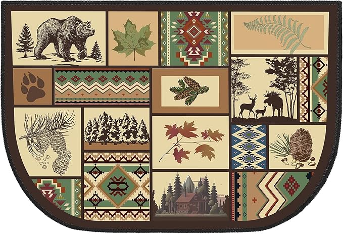 Demissle Cabin Fireplace Hearth Rug Fireplace Mats Cabin Southwestern Fireproof Rug Fire Resistant Mat for Wood Stove Floor for Kitchen Indoor Outdoor(27 x 48 Inch,Nostalgic)