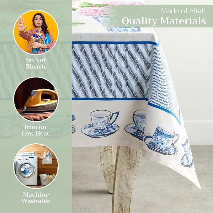Maison d' Hermine Table Cloth Square Table 100% Cotton 54 x 54 Inches Tablecloth Reusable Decorative Everyday Use for Dining Room, Farmhouse, Home, Party, Festive & Wedding Spring Summer - Canton