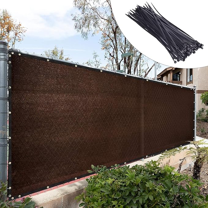 Royal Shade Custom Size 4' x 137' Brown Fence Privacy Screen Windscreen Cover Netting Mesh Fabric Cloth - Cable Zip Ties Included (We Make Custom Size)