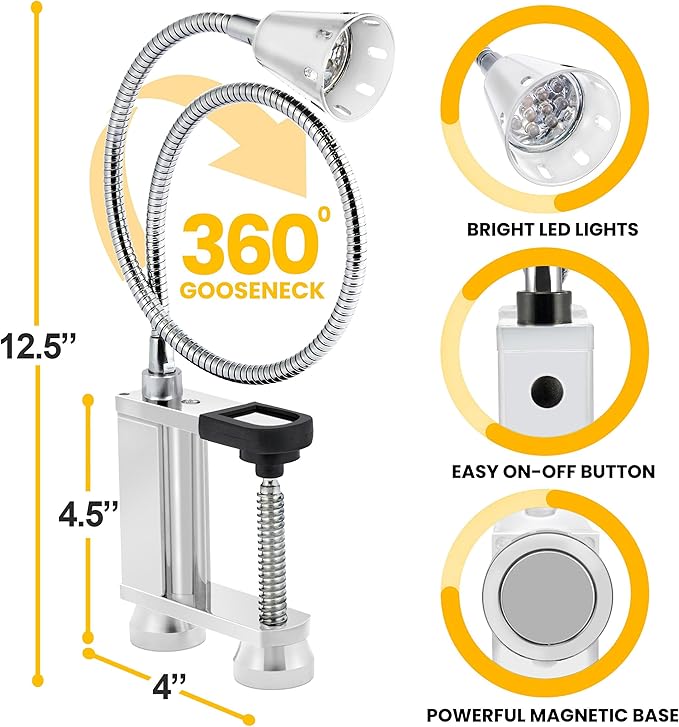 BBQ Grill Lights Magnetic Base Super-Bright LED Lights-360 Degree Flexible Gooseneck, Weather Resistant, Task Lighting Barbecue Grilling Gifts for Men Dad Husband (Silver, 1 Pack)