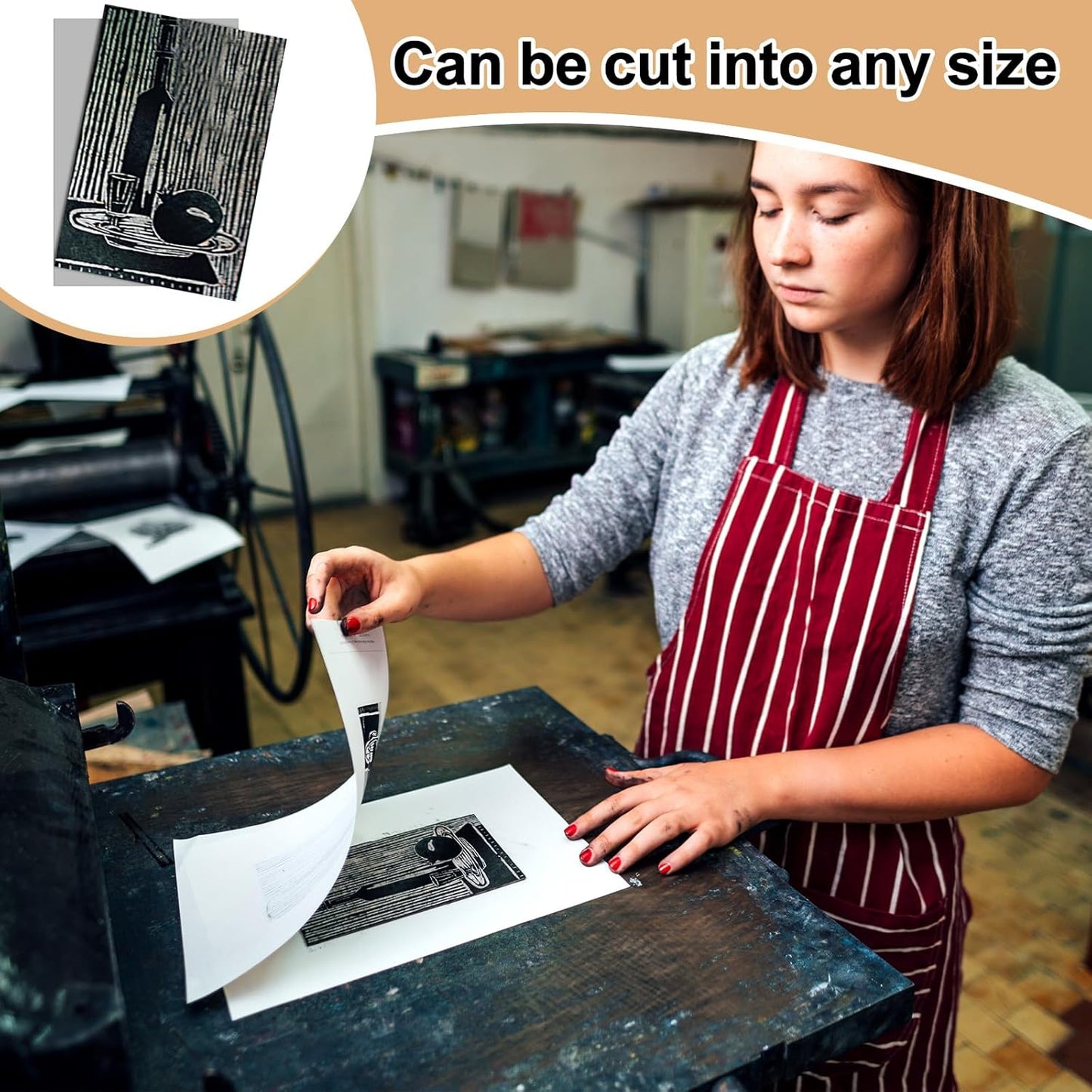 Yeaqee 1 Pc Linoleum Block Rubber Carving Block Soft Linocut Blocks Large Linoleum Sheet Unmounted Lino Plates for Engraving Art Project Printmaking Artist Studio Supplies (9 x 12 Inch,Gray)