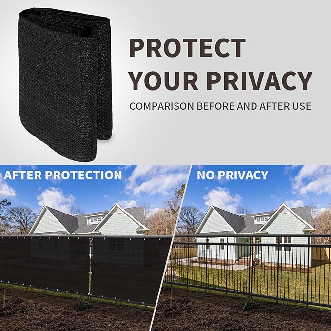 LOVE STORY Custom Size 2'6''x11' Black Balcony Privacy Screen,UV Block Privacy Fence Screen,90% Shield for Outdoor Pool Garden Apartment Railing
