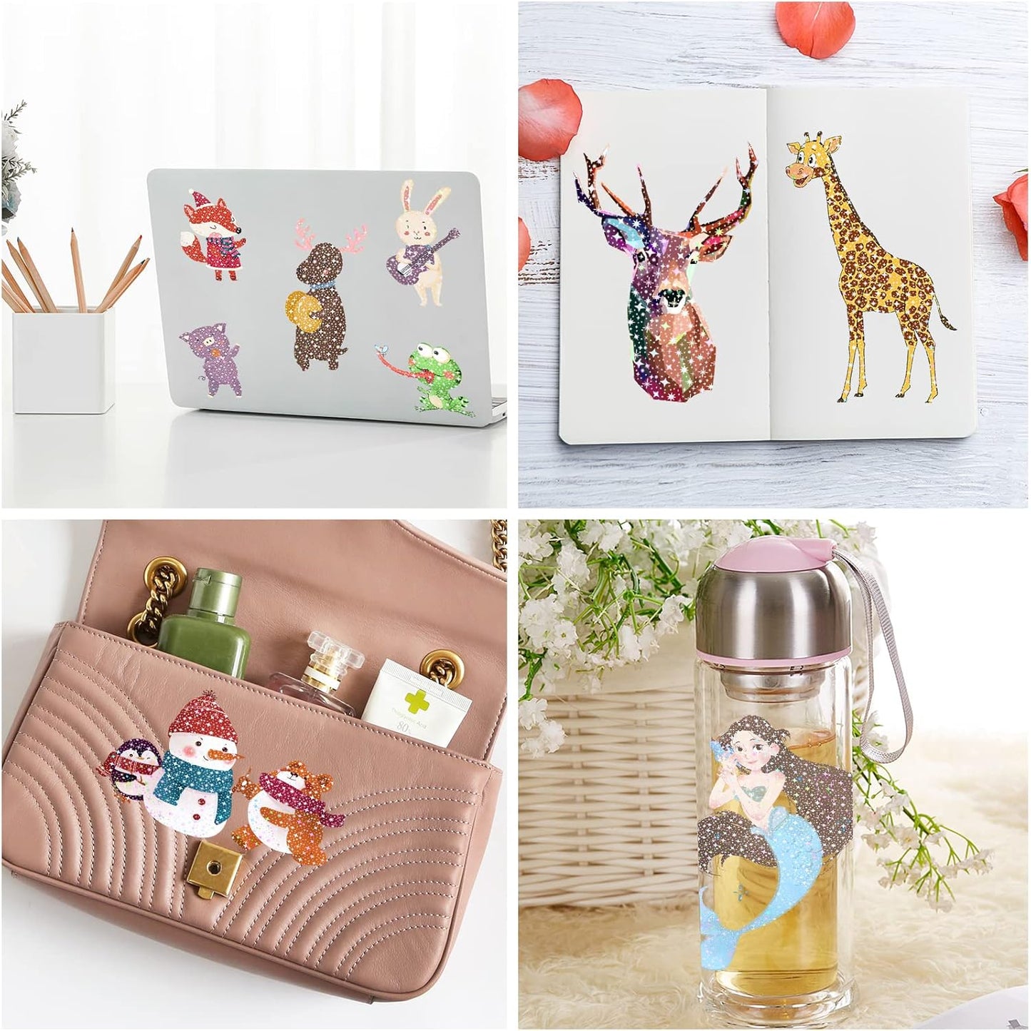 36 Sheets Holographic Sticker Paper Transparent Holographic Laminate Sheets Self Adhesive Glitter Film Laminating Sheets Clear Waterproof Vinyl Overlay for DIY Crafts, 8.5 x 11 inch Star Pattern