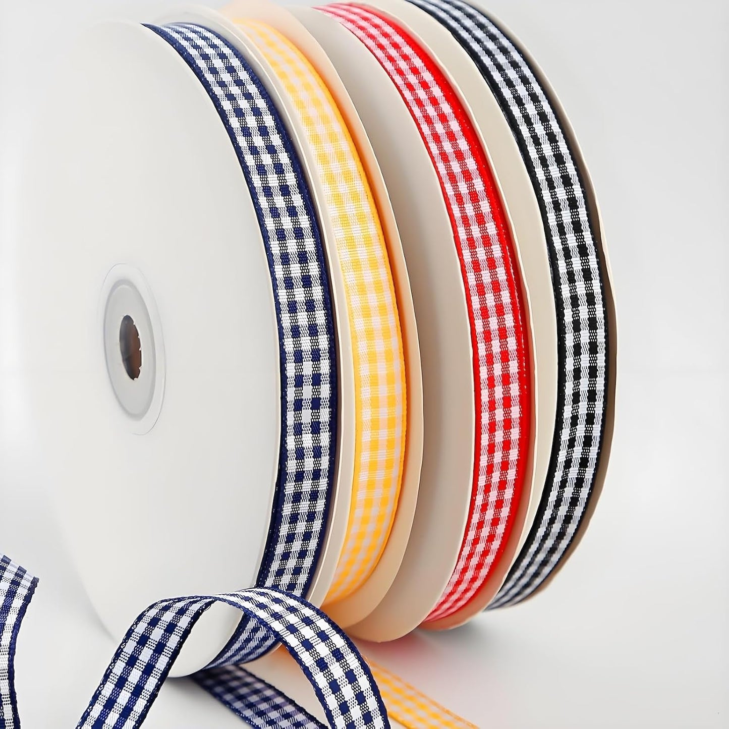 Classic Gingham Checkered Ribbon, Assorted Colors Premium Polyster Plaid Checkered Craft Ribbon for Gift Wrapping, DIY Projects, Hair Bows,Scrapbooking & Party Decor (Orange, 3/8x50Yd)