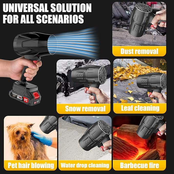Leaf Blower Cordless with Battery and Charger, 21V Hand Held Blower, Turbo Air Jet Blower, Portable Handheld Leaf Blower with Adjustable Speed for Patio, Lawn Care, Car Snow, Blowing Leaves and Dust