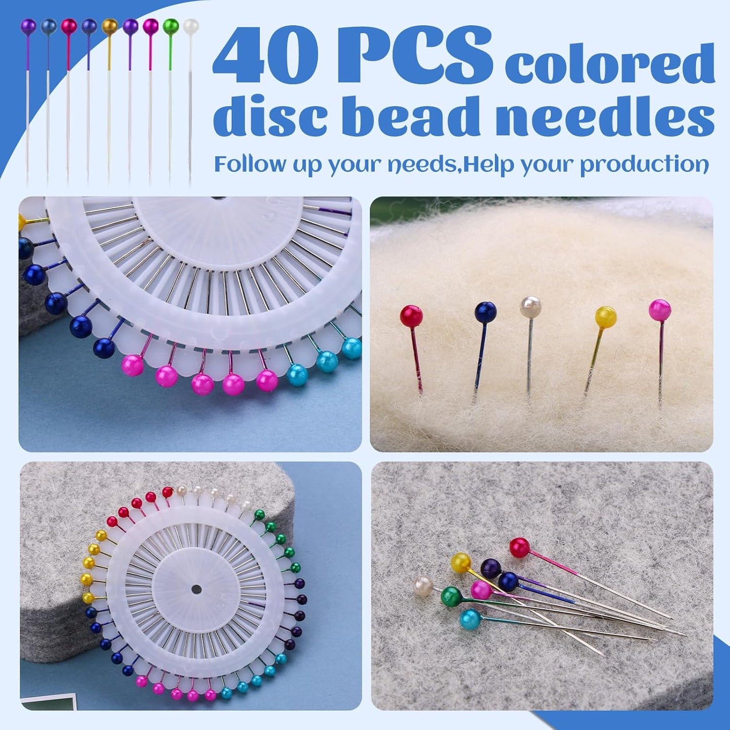 Needle Felting Mat, Needle Felting Tools, 4.6x3.3x1 inch Natural Felting Wool Mat, Felting Pad, Needle Felting Supplies, with Finger Cots and 40 Straight Pins, Felt Pad for Making Felting Crafts