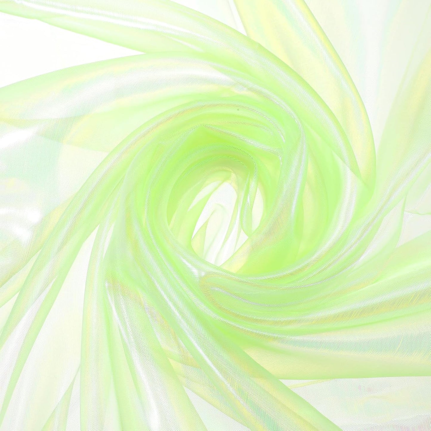 MECCANIXITY Iridescent Sheer Organza Fabric, 2 Yards x 59 Inches Solid Laser Holographic Shiny Fabric Organza Cloth for Wedding, Curtains, Costume, Photo Background, Bright Yellow