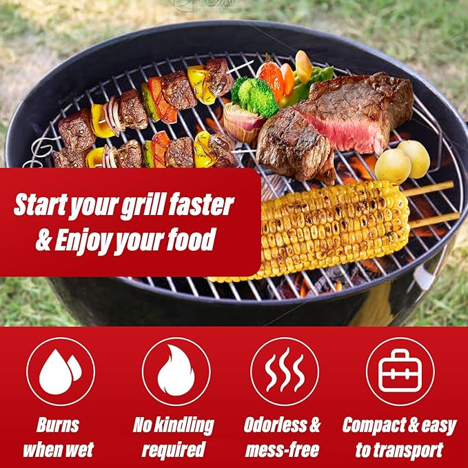 Natural Fire Starters for Grills: Premium Waterproof Quick Firestarters Sticks | Odorless Fire Starter for Campfires | Fireplaces | Wood Stove | BBQ | Smoker | Fire Pit - 72 pcs