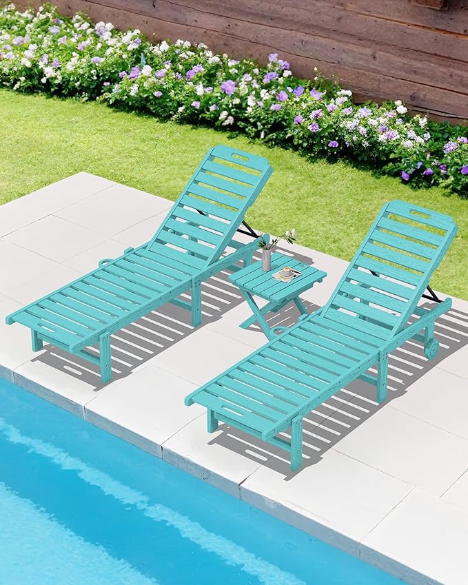 SERWALL Folding Outdoor Side Table Set of 2, Portable Adirondack Side Table, Aruba