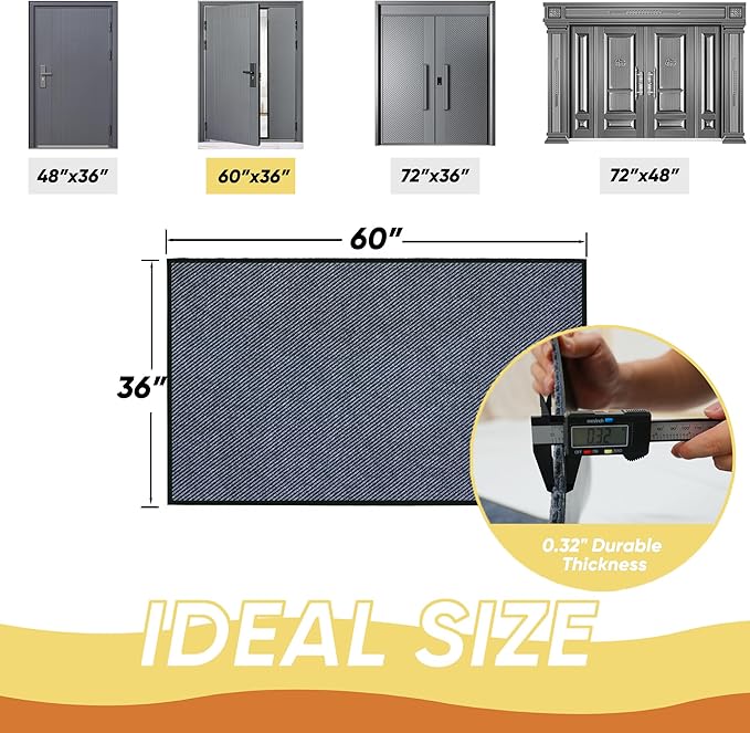 Commercial Grade Entrance Mat 36x60inch Heavy Duty Doormat for High Traffic Entryways Rug All Weather Door Floor Mat with Ultra Grip PVC Backing Non Slip Welcome Mat for Patio,Entry,Indoor Outdoor
