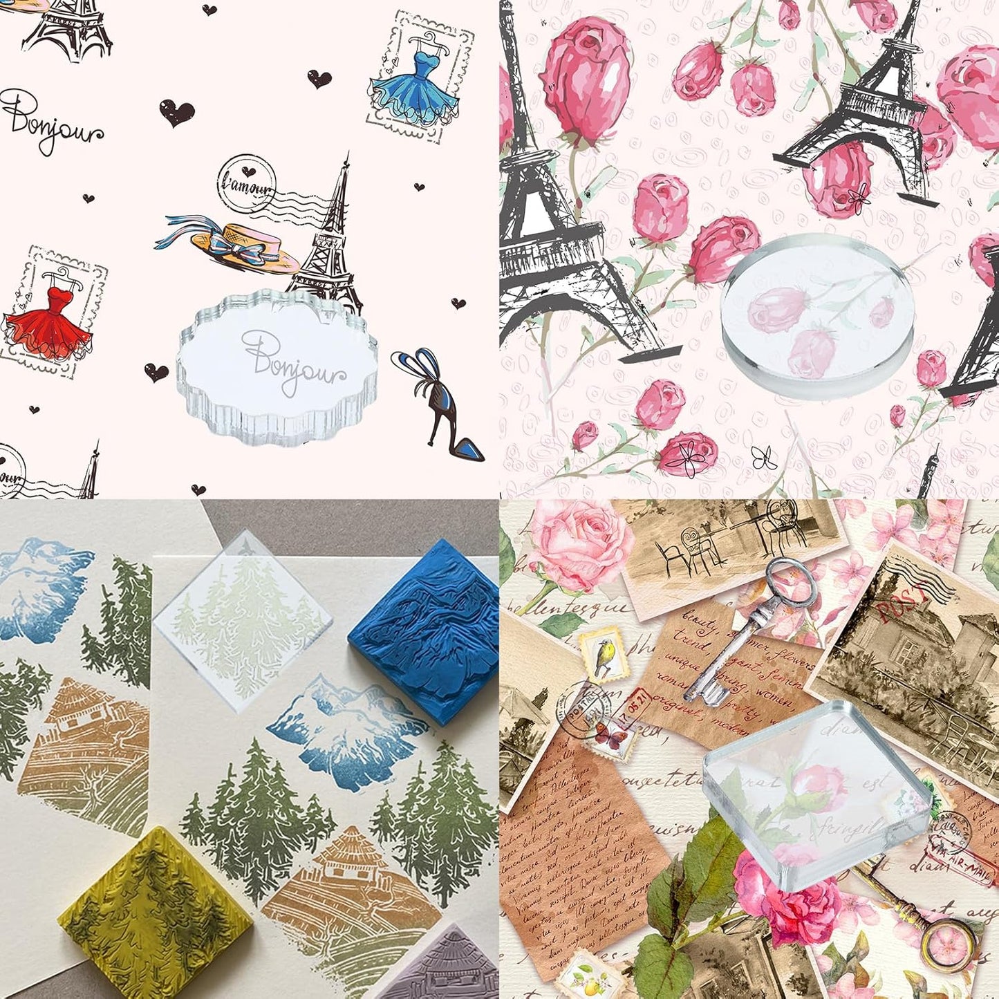 PATIKIL Acrylic Stamp Block, 1 Pack Clear Stamping Blocks with Grid Lines Decorative Mounting Blocks Set Rectangle for Scrapbooking DIY Crafts Card Making