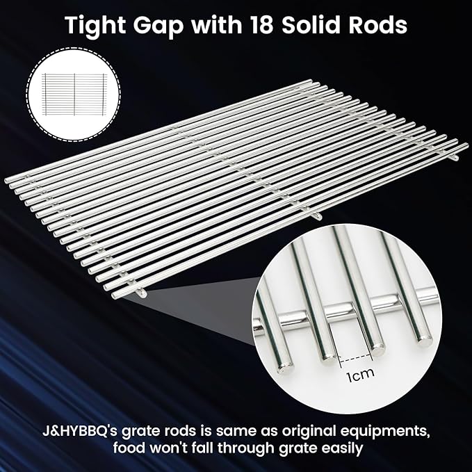 J&YNBBQ Grill Grate Replacement for Weber Genesis 300 Series – 19.5" 7mm Stainless Steel Cooking Grates for E-310, E-320, E-330, S-310, S-320, S-330, Replaces Weber 7528 & 7524 (2 Pack)