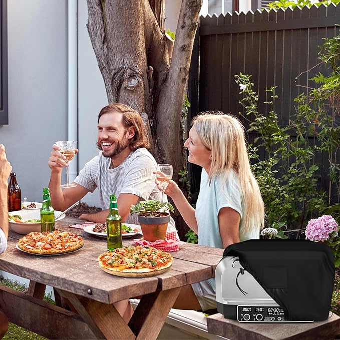 Waterproof Cover for Ninja Pizza Oven MO201, Tabletop Pizza Oven Covers, Tear Resistant, Windproof with Bottom Drawstrings, Fully Covered with Heavy-Duty 600D PU Oxford Cloth (Cover Only)