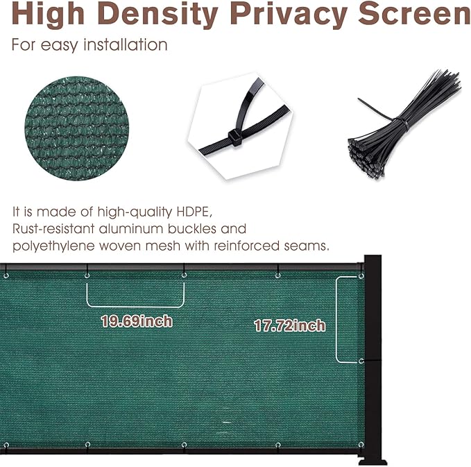 SUNNY GUARD Customized 3'x19' Dark Green Balcony Privacy Screen,90% Shade Apartments Fence Cover,Heavy Duty Mesh Windscreen for Deck,Outdoor,Backyard,Patio