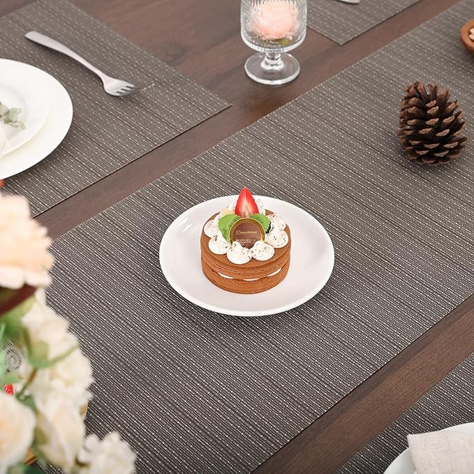 Myir JUN Table Runner, Vinyl Table Runner Indoor 72 Inch Long Arbitrarily Cropped Runner for Table Heatproof for Home Party (Dark Gray, 15 x 72 inch)