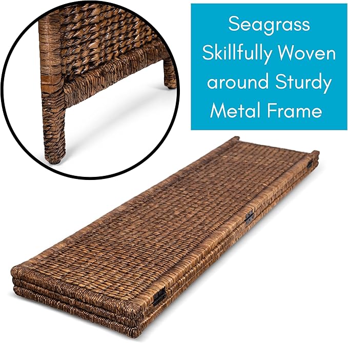 BIRDROCK HOME 3 Panel Seagrass Room Divider - Brown Wash - Folding Sections - Partition Screen - Hand Woven Abaca - Home Decor