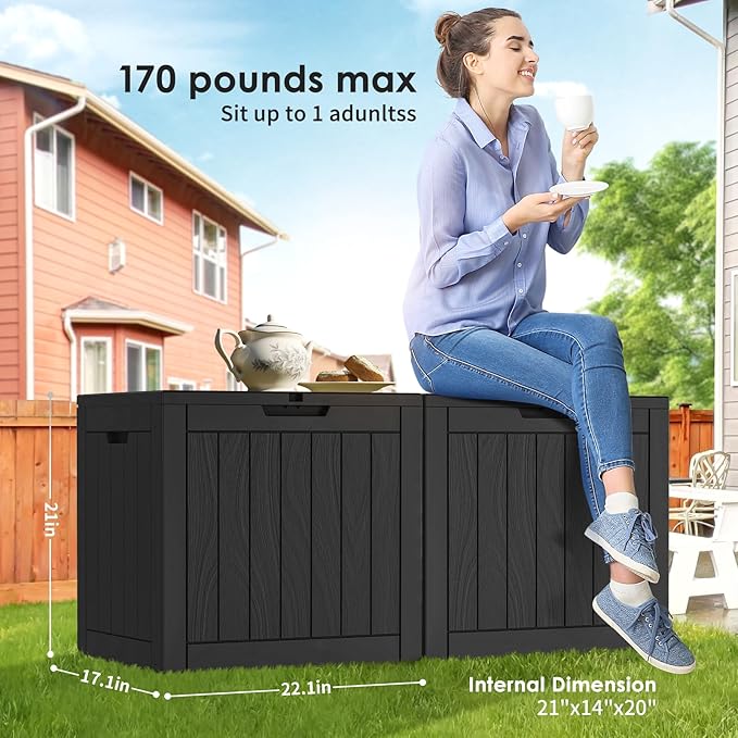 Resin Deck Box - 30 Gallon Lockable Outdoor Storage, Water-Resistant Indoor/Outdoor Bin for Package Delivery, Patio Cushions, Gardening Tools