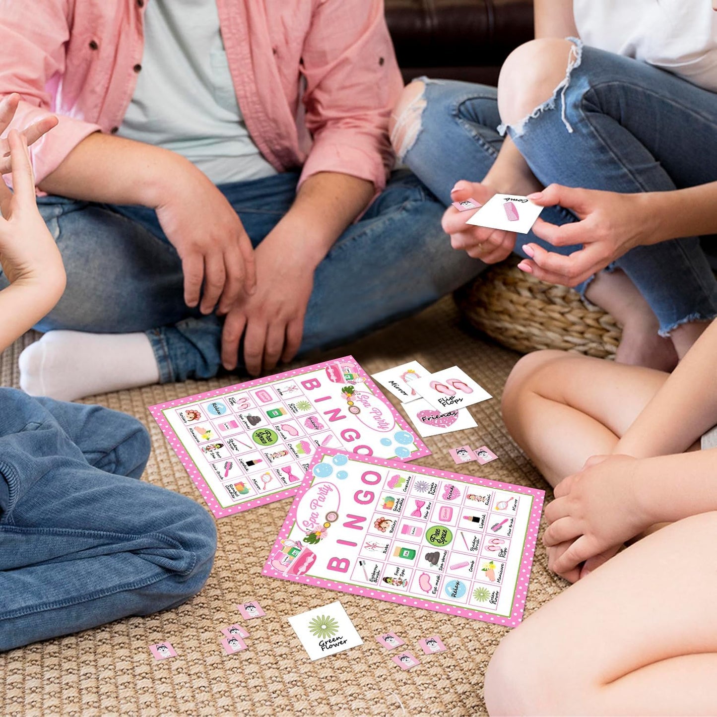 Spa Party Bingo Game Cards(24 Players), Beauty Themed Bingo Card for Family Friend Adult, Large Group Holiday Sleepover Party Activity Favor Decoration Supplies -005