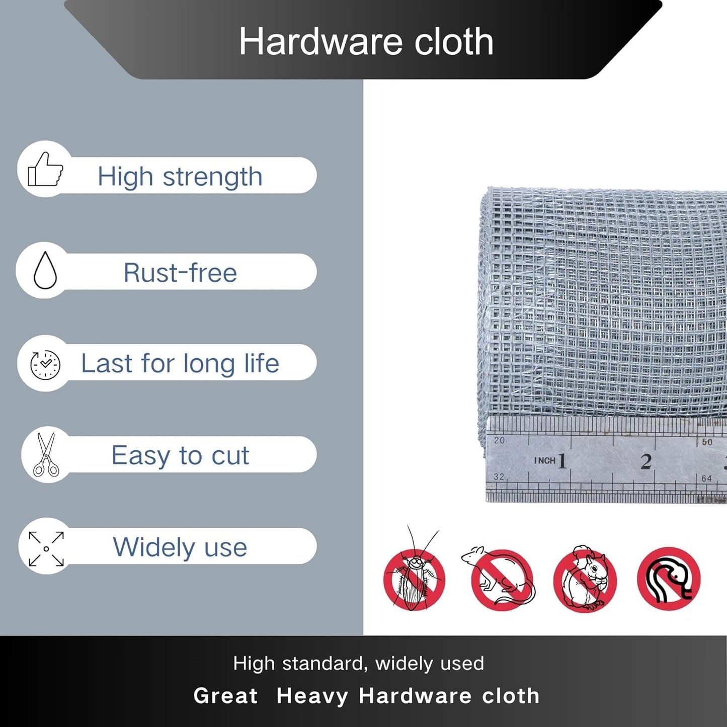 1/8 inch Galvanized Hardware Cloth Wire Mesh Screen Roll (24in x 20ft)