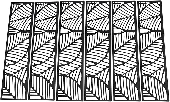 Metal Outdoor Divider 71x40'' Privacy Screens 6 Panels Privacy Fence with Leaf Pattern, Freestanding Decorative Privacy Screen for Patio Balcony Deck Garden Backyard (Model A)