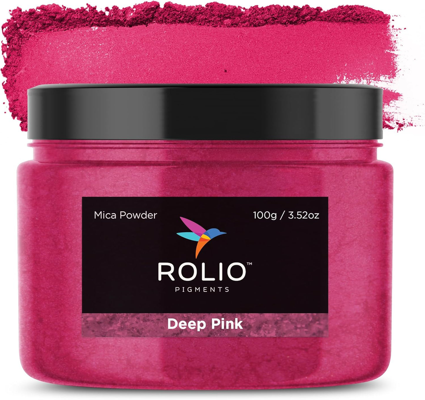 Rolio - Mica Powder - 1 Jar of Pigment for Paint, Dye, Soap Making, Nail Polish, Epoxy Resin, Candle Making, Bath Bombs, Slime - 100G / 3.5oz(Deep Pink)