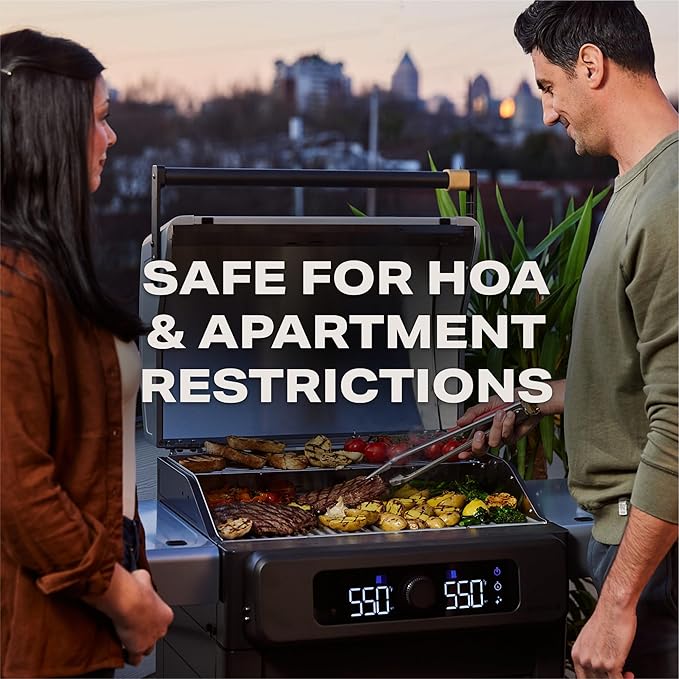 Current Model G Dual Zone Grill, Smart Electric Outdoor Grill with 200°F to 700°F Range for Searing & Roasting, Digital Precision, Independent Heat Zones, Apartment-Friendly & Weather-Resistant