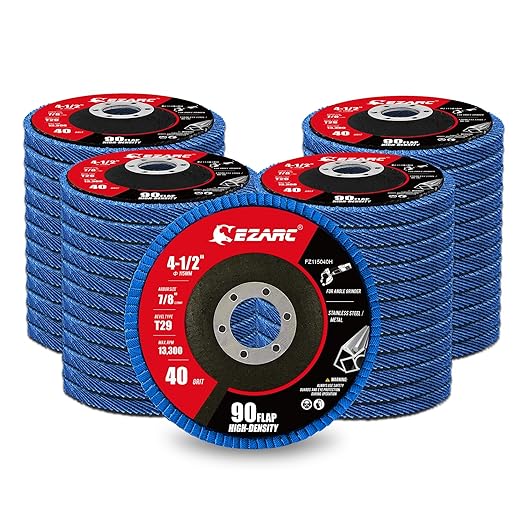 EZARC High Density Flap Discs 40 Grit, 4 1/2 x 7/8-Inch Flap Sanding Disc, Type 29 Zirconia Grinding Wheel 50 PCS for Stainless Steel, Sheet Metal