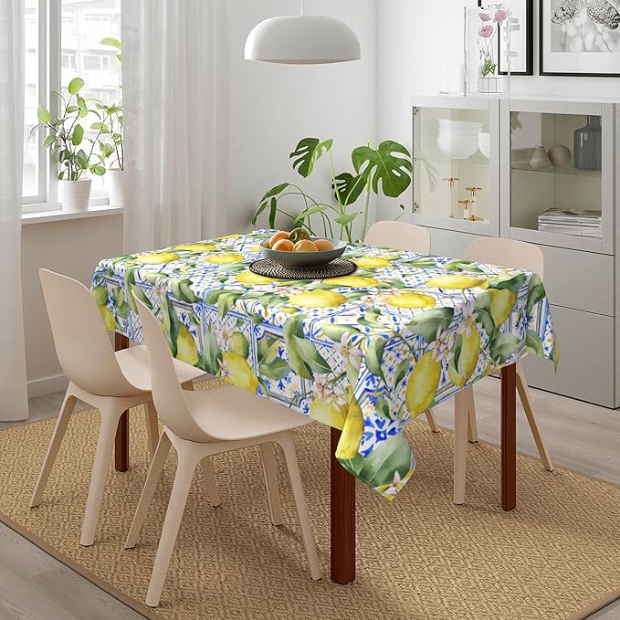 Worltoldb Lemon Tablecloths Polyester Table Cloth for Kitchen Dinning Table Washable Table Cover for Parties Wedding Picnic