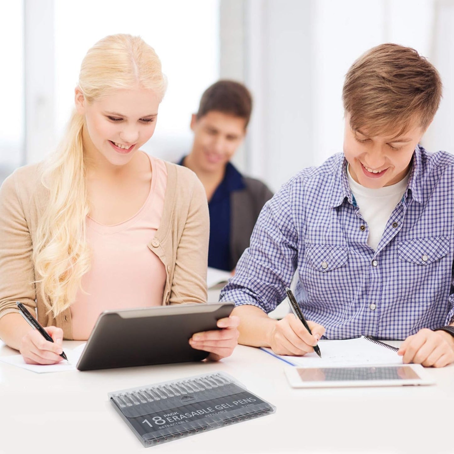 Vanstek 18 Black Retractable Erasable Gel Pens Clicker, Fine Point(0.7), Make Mistakes Disappear, Premium Comfort Grip, Black Ink for Planners, Note Taking and Crossword Puzzles