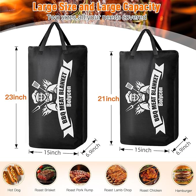 Upgraded BBQ Blanket for Resting Meat - Smoker Accessories Brisket Blanket - Insulated Meat Resting Bag with Wide Mouth for Steak/ Pork Shoulder/ Turkey - Valentines Day Gifts - Birthday Anniversary BBQ Accessories Grilling Gifts for Men Dad Husband(21...