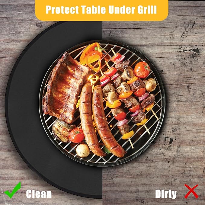 Tirifer 24" Round Grill Mat, Fire Pit Mat Fireproof Under Grill Mat Oil-Proof Waterproof BBQ Pad for Outdoor Grill Accessories, Heat Resistant Protective Deck and Patio Mat Fire Resistant Pad