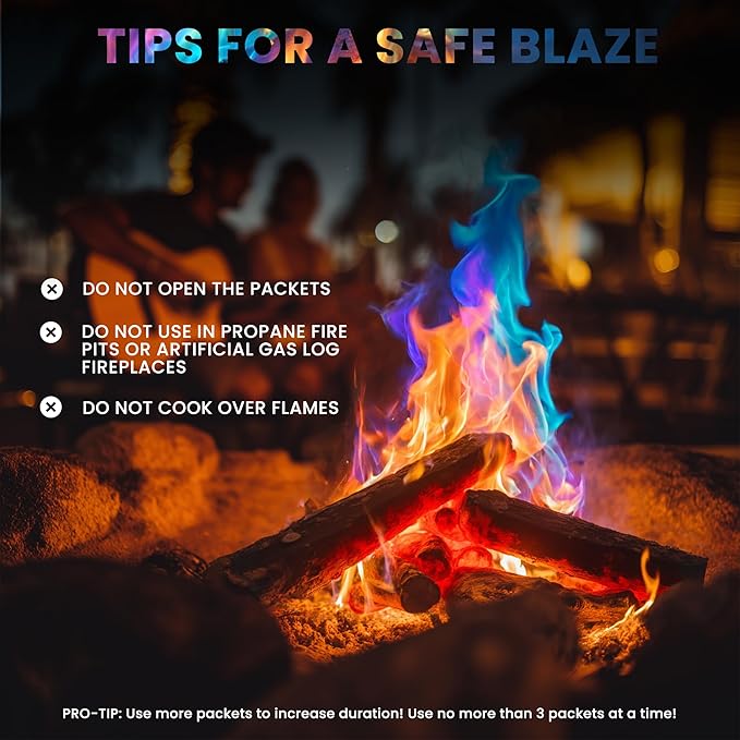 Magical Flames Fire Color Packets (Ultimate 12 Pack), Vibrant Multi-Color Fire for Fire Pits, Campfires, Bonfires & Fireplaces - Camping Essentials & Outdoor Party Accessories