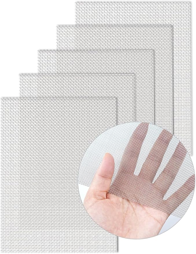5 Pack Wire Mesh Screen 13.4'' x 9.5'' for Air Vent, 24cm x 34cm, 20 Mesh, 1mm Hole, 304 Stainless Steel Wire Mesh, Easy to Cut