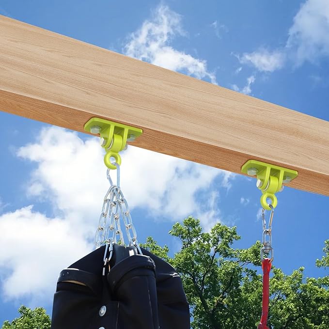 BETOOLL Swing Hangers Heavy Duty Porch Swing Hanging Kit for Ceiling Mounts Playground Tree Swing Hanger Indoor Outdoor Swingset Hardware Brackets Hooks 2400lb Yoga Hammock Accessories Yellow 2PCS